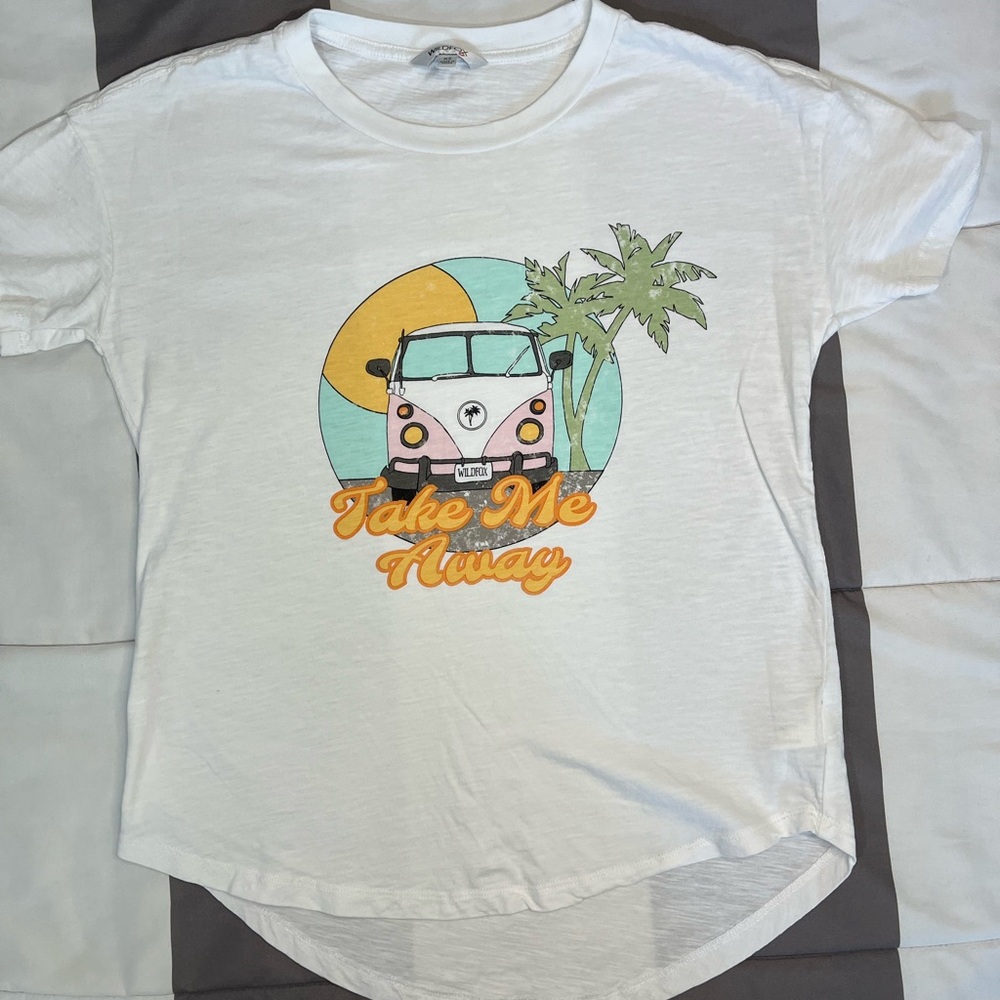 Wildfox White Cotton Graphic Take me Away Vintage Look T-Shirt Women’s Size XS